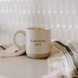 Choose Joy Stoneware Mug Product On Towel