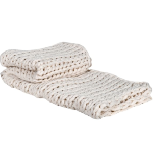 Silver Mushroom Label Oatmeal Chunky Knit Blanket Product Image