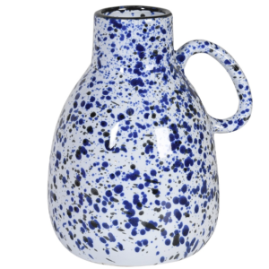 Silver Mushroom Label Blue Ceramic Speckled Vase Product Image
